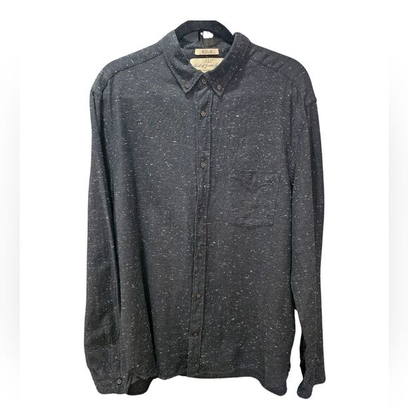 L.O.G.G H&M Mens Speckled 100% Cotton Dark Gray Button Down Long Sleeve Size XL - Picture 1 of 5